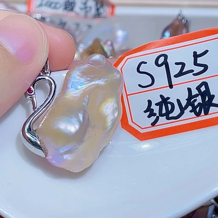 淡水珍珠银S925镶嵌颈饰