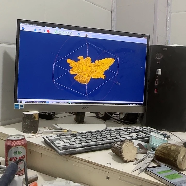 C****蒲梅花鹿定制雕刻大鹏鸟