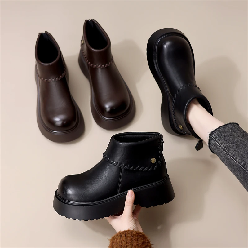 厚底韩版时装勃肯短靴女2025年秋冬新款增高显瘦软底不累脚马丁靴