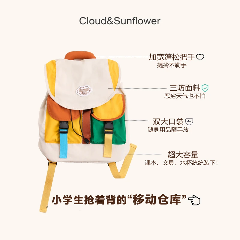 【云朵小葵】儿童开学季韩版双兜轻便减负百搭拉链双肩书包