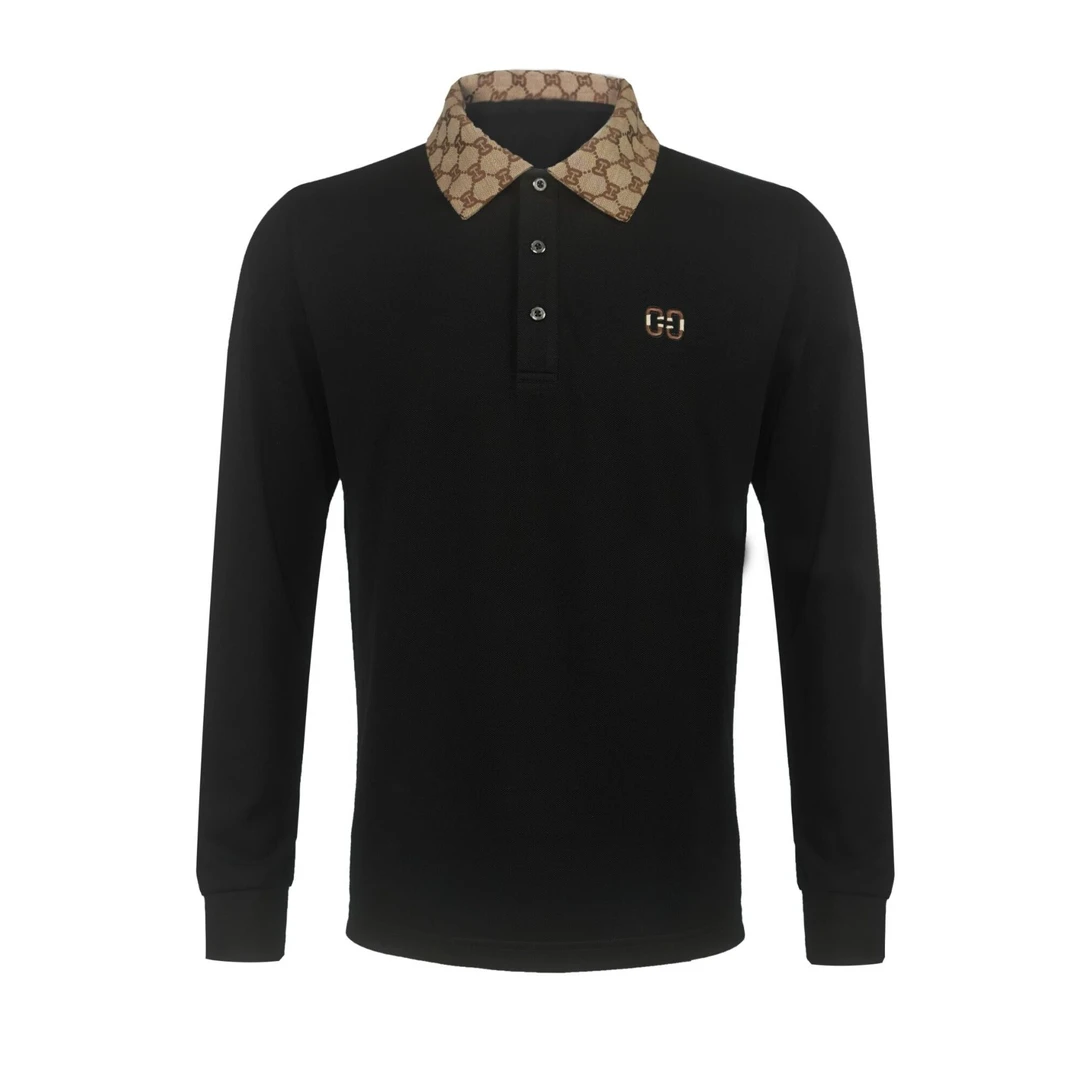 酷奇洛根长袖黑色刺绣Polo衫男款打底衫81111029
