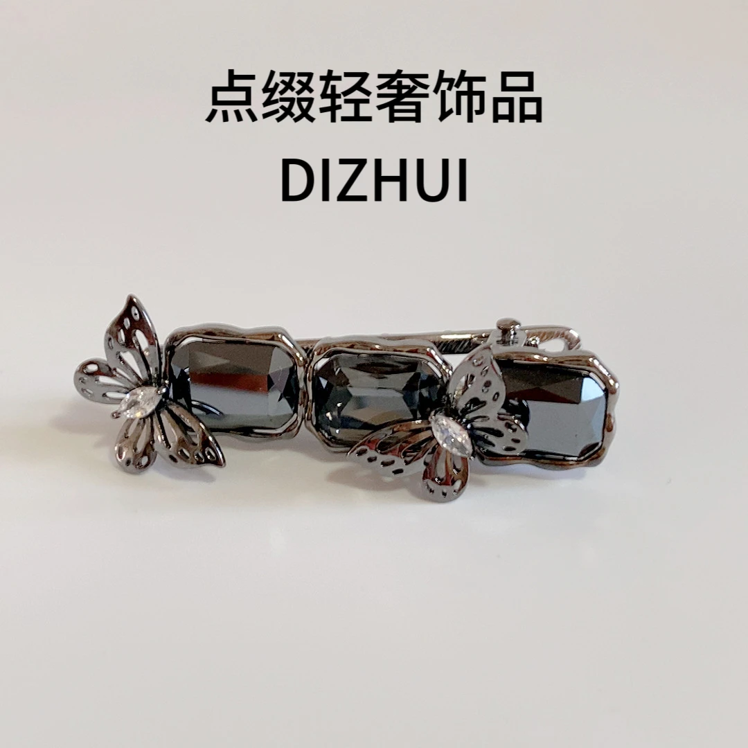 227黑色方糖鸭嘴夹侧边刘海夹轻奢简约优雅复古