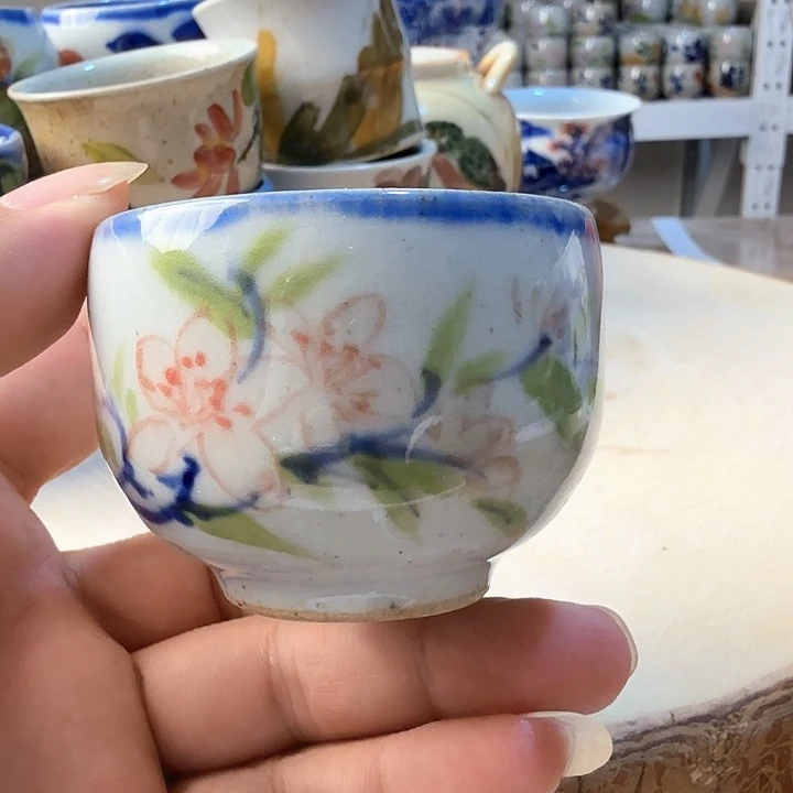 景德镇陶瓷手工手绘直口杯