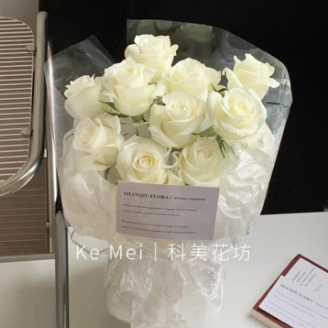 白月光-11朵白玫瑰鲜花花束汶上小时达同城配送鲜花同城配送鲜花小时达