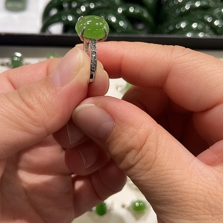 和田玉银S925镶嵌戒指