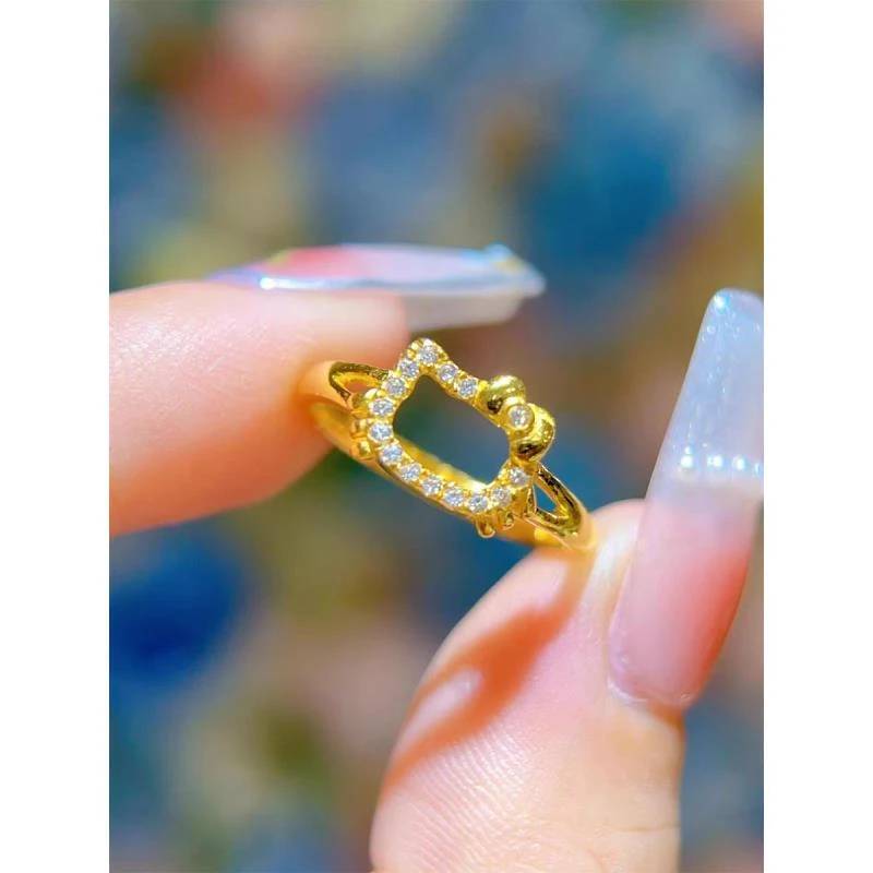 铜合金戒指 铜合金戒指 时尚镂空猫咪头戒指307