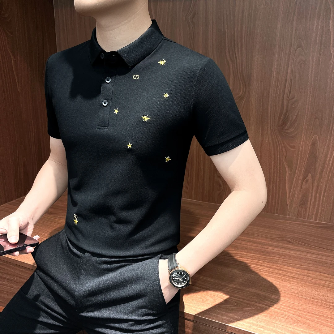 刺绣POLO衫男款短袖爆款2025新款痞帅高级感质感百搭休闲男士T恤