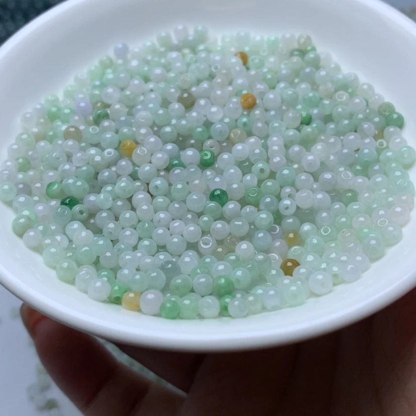 【闪购商品】未镶嵌手链翡翠卡3.5冰绿白100颗