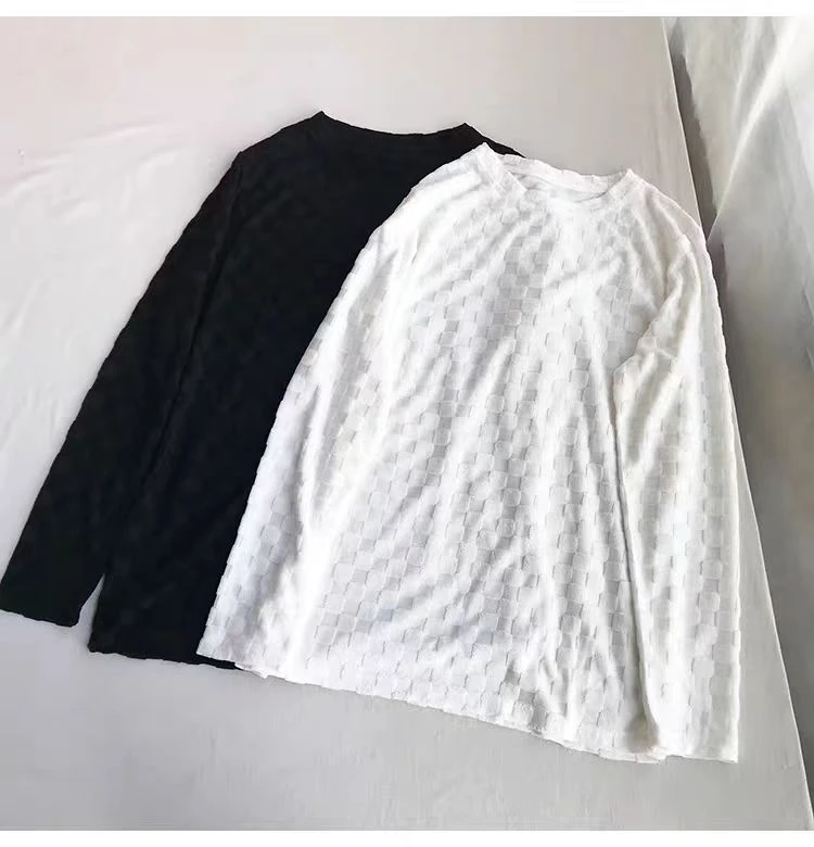 棋牌格双面德绒长袖女新款