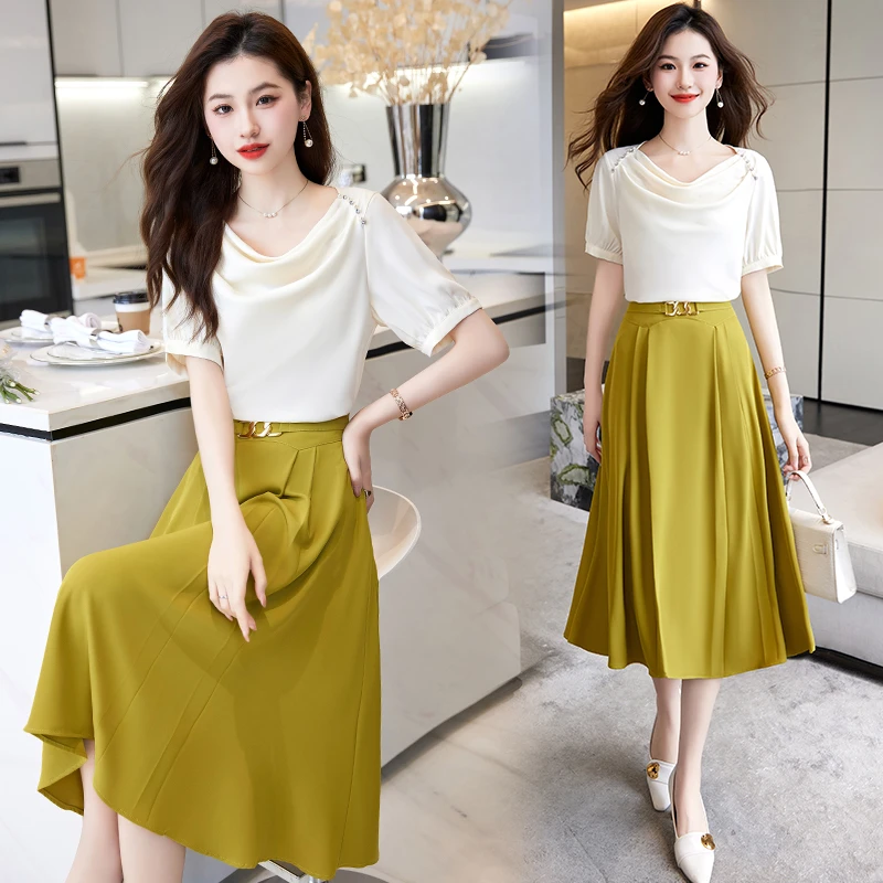 气质干练套装裙女2025年夏季新款高级感名媛气质通勤半身裙两件套