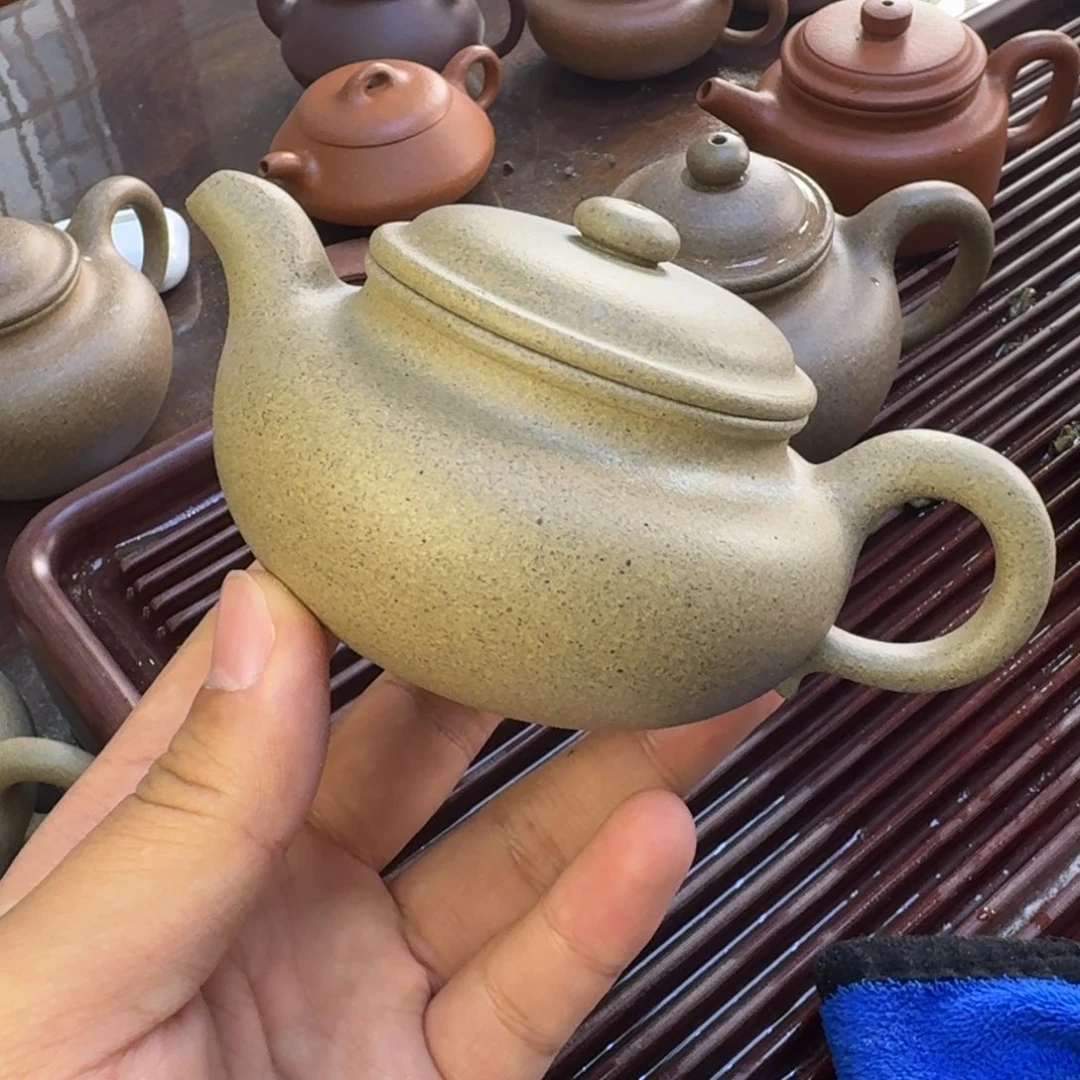 紫砂茶壶抹茶色青段 半手工