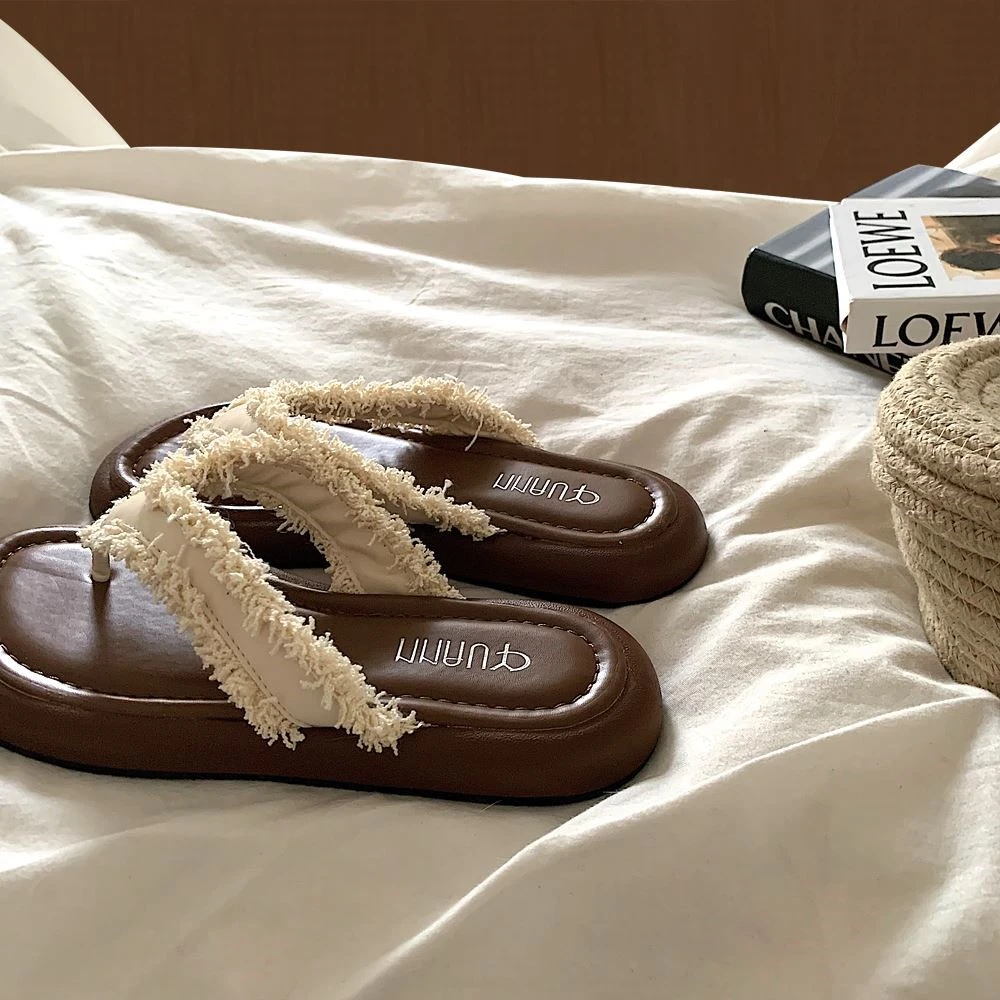 韩版ins晚晚风人字拖女外穿夏季踩屎感厚底网红罗马凉拖鞋