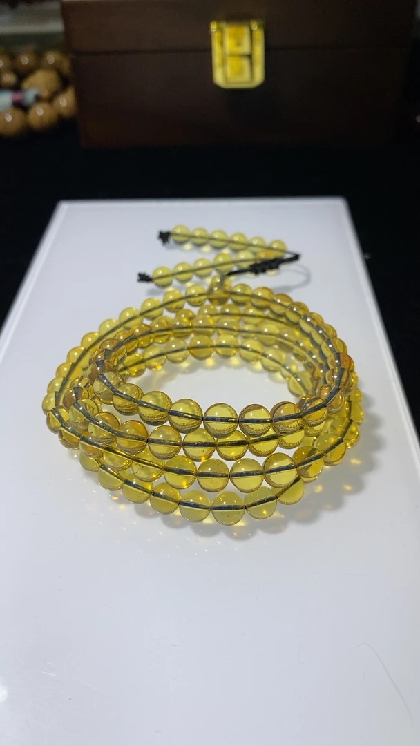 天然缅甸蓝珀108链，规格6*