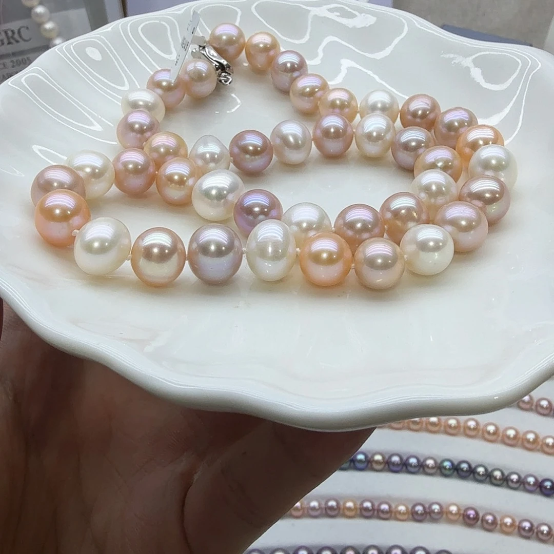 淡水珍珠未镶嵌颈饰10-11mm淡水无核糖果色系