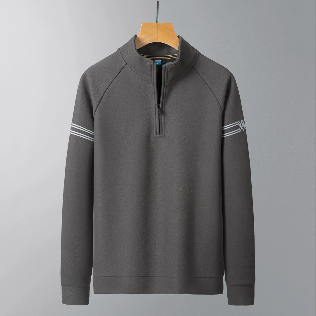 稻草人春秋男士休闲加肥加大码卫衣时尚外套衣半拉链棉质长袖立领