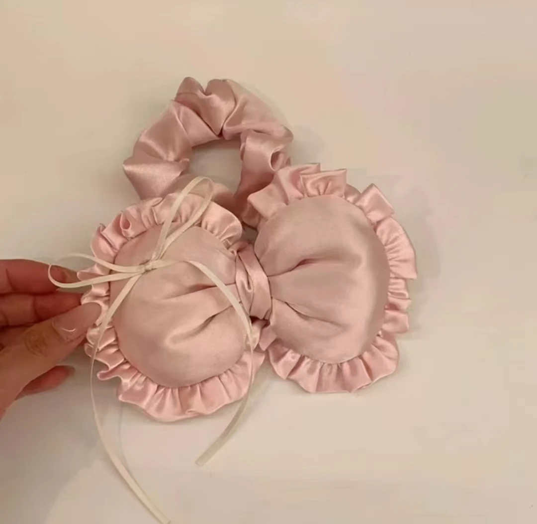 缎面蝴蝶结小枕头可爱发圈