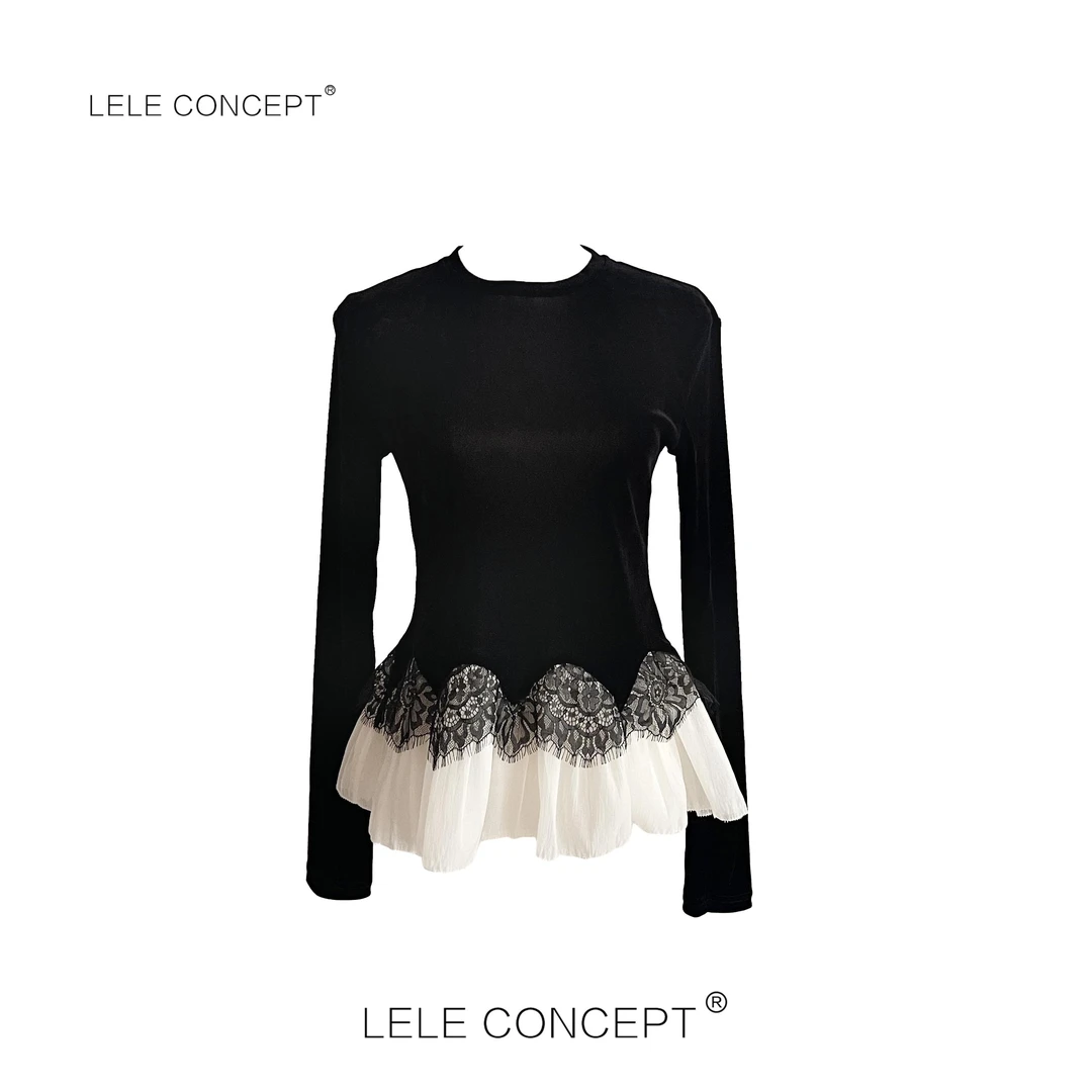 LELE CONCEPT | 【美超】优雅高级感下菲边圆领上衣FS25C0026W
