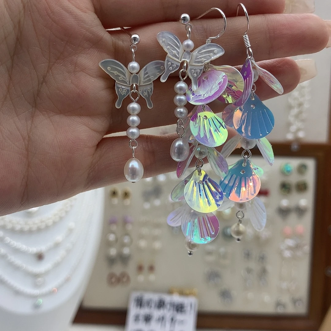 淡水珍珠银S925镶嵌耳饰