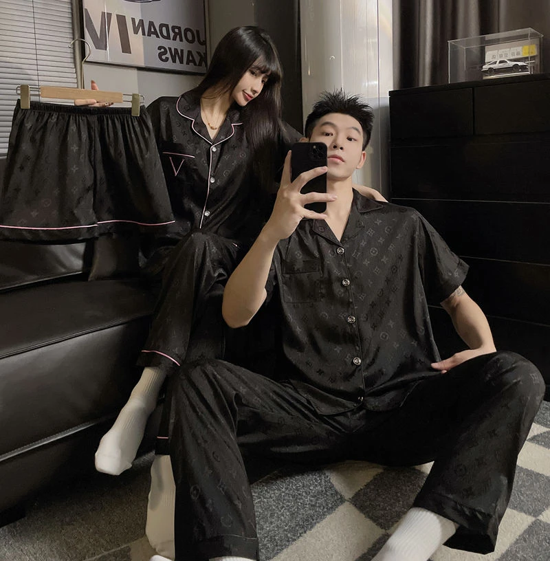 2025年新款睡衣女夏季短袖短裤长裤胸垫款可外穿家居服