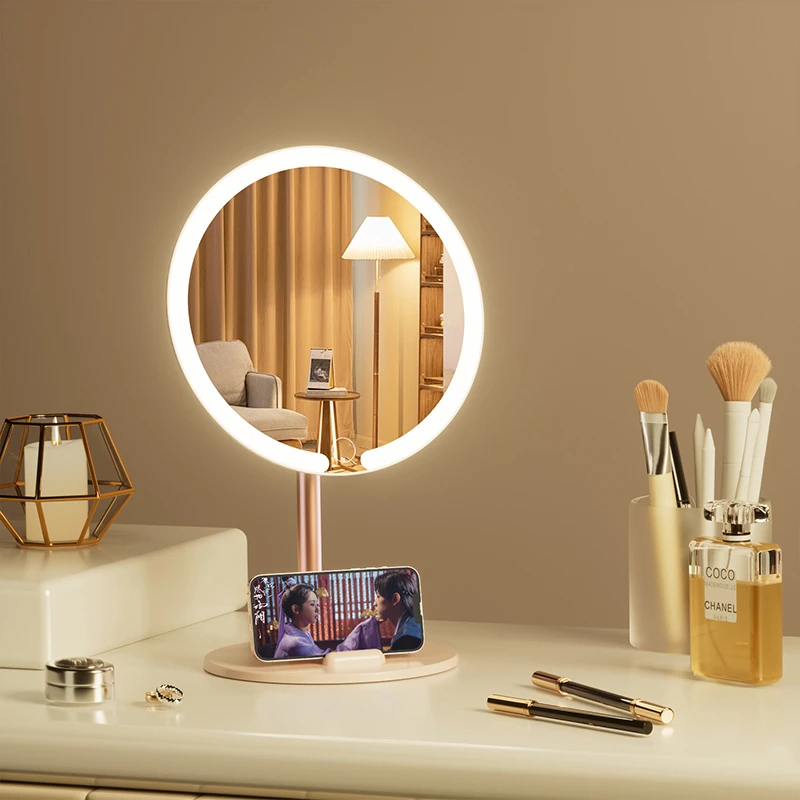 2025新款LED镜子化妆镜台式桌面带灯学生家用补光镜梳妆发光高级