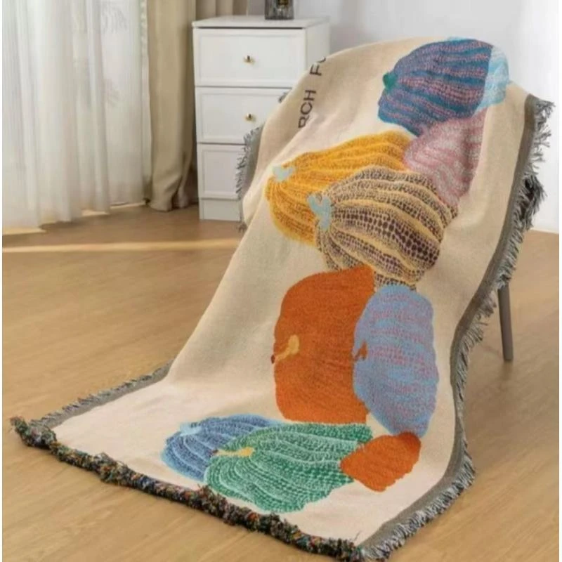 加厚南瓜 90*90cm流苏款 棉麻沙发巾大尺寸