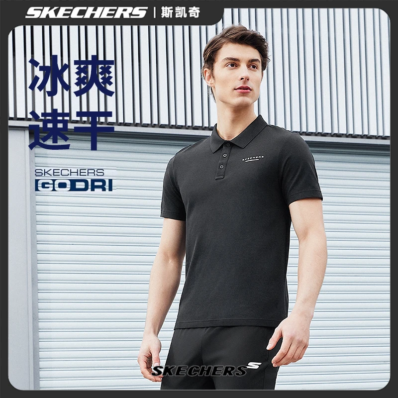 斯凯奇夏季polo衫男士短袖衫凉感速干衣休闲透气运动T恤P223M052