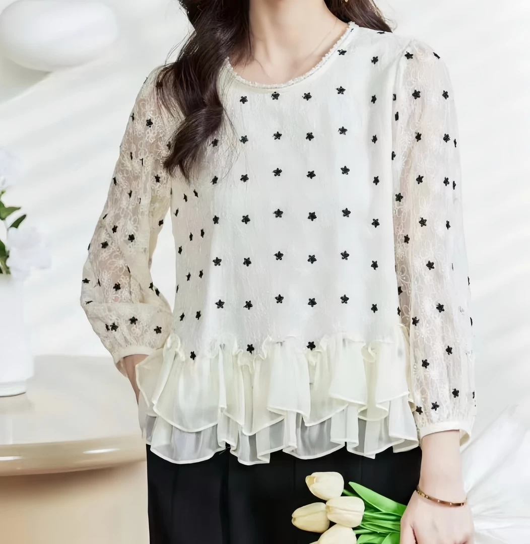 【奥兰多多&杨子家轻奢定制】刺绣减龄上衣5285