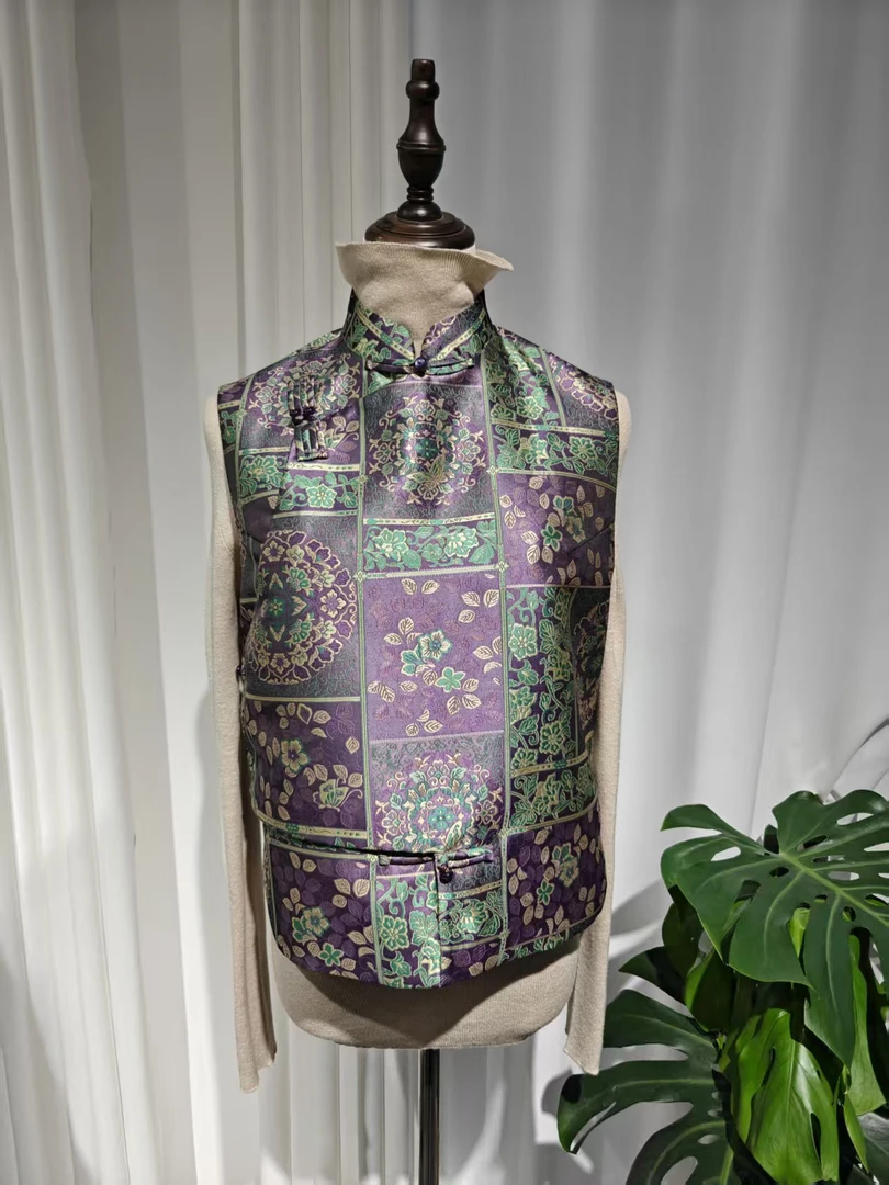 【紫气东来】新中式马甲四季通用宋锦织锦提花百搭时尚