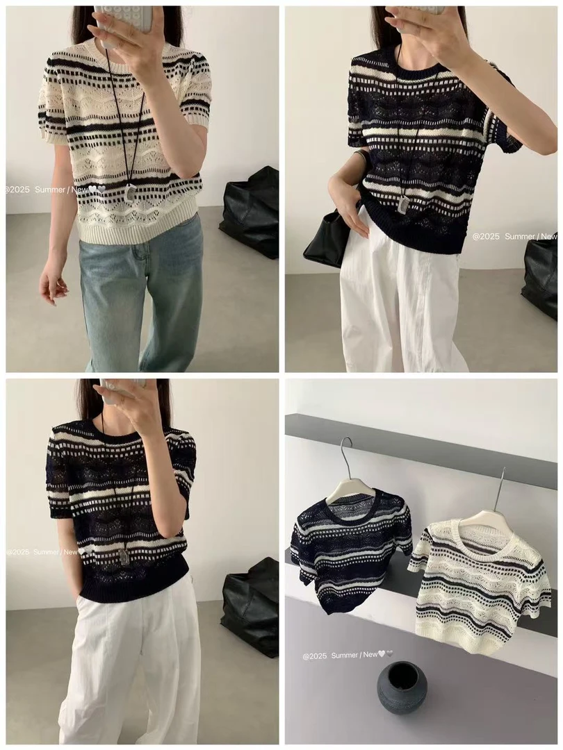 7/3【遇见家】（C201-300)夏季时尚简约针织衫百搭上衣