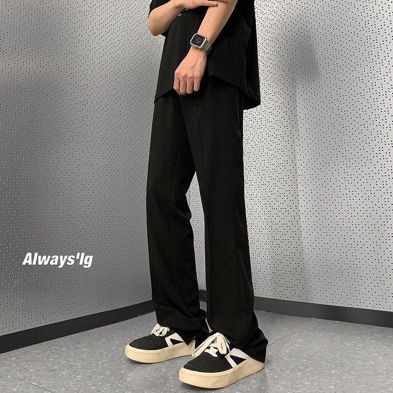 隐匿者休闲裤子男春季新款百搭显瘦长裤港风高街痞帅男士微喇西裤
