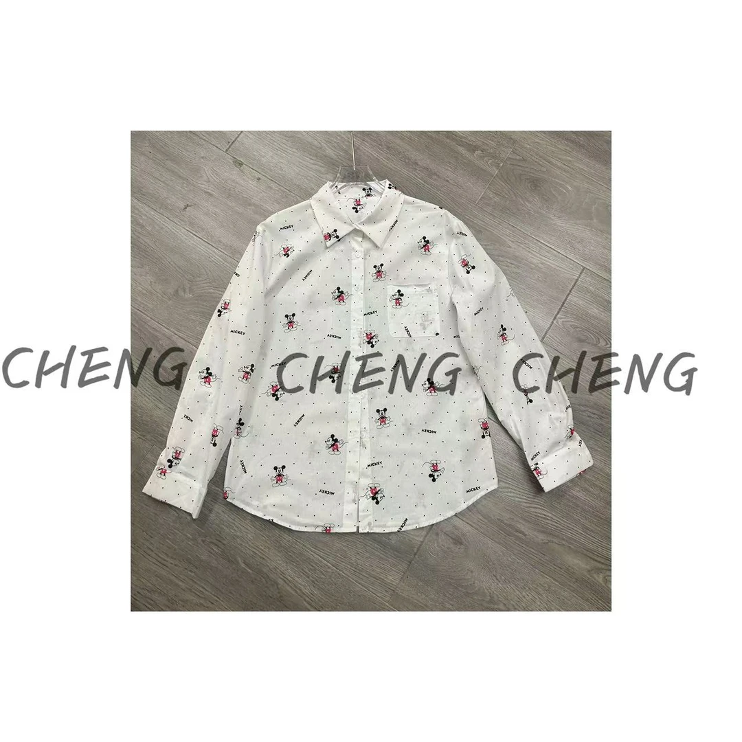 【CB-J-衬衫】减龄全身卡通米奇小波点宽松棉质长袖休闲衬衫女