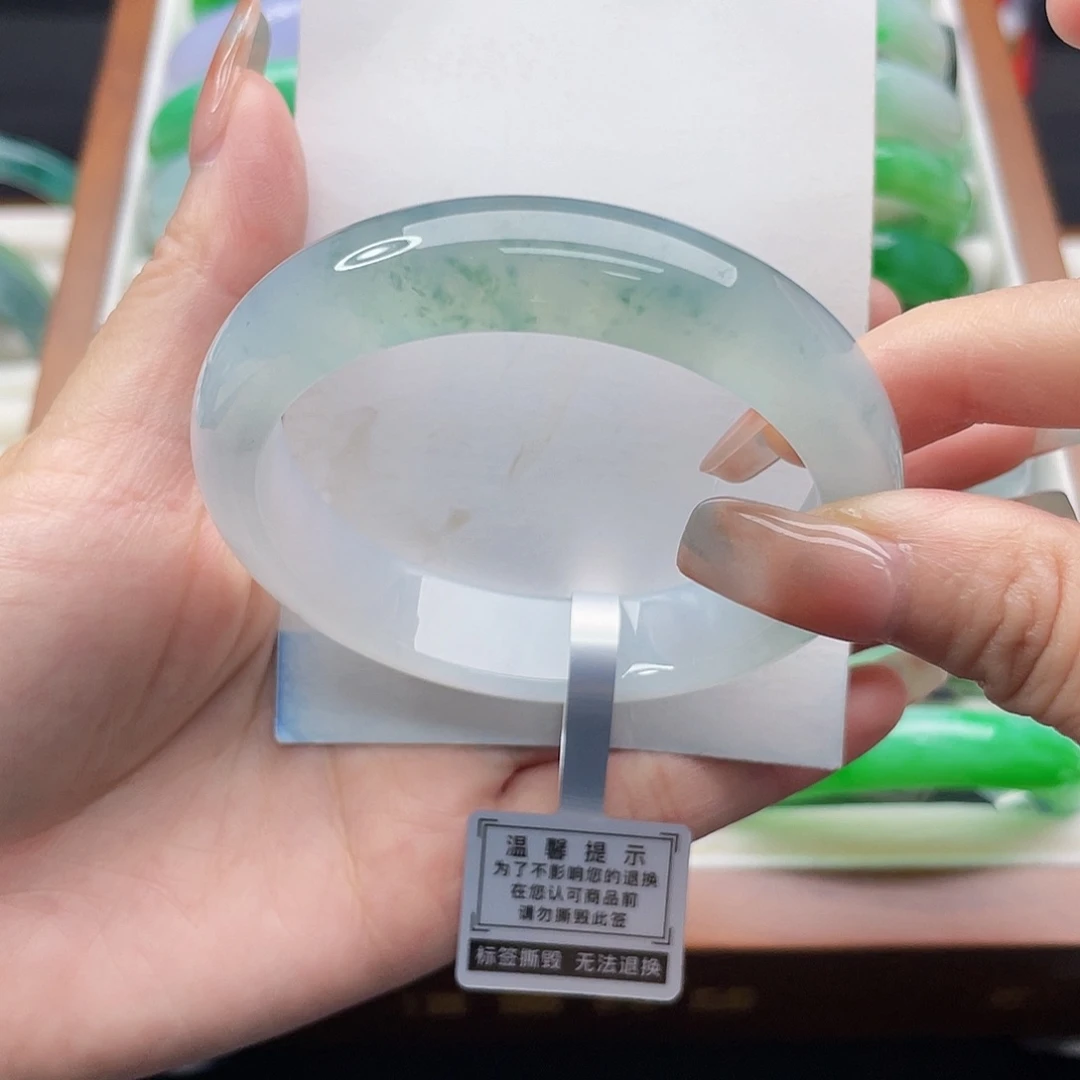 翡翠未镶嵌手镯52.6冰飘花