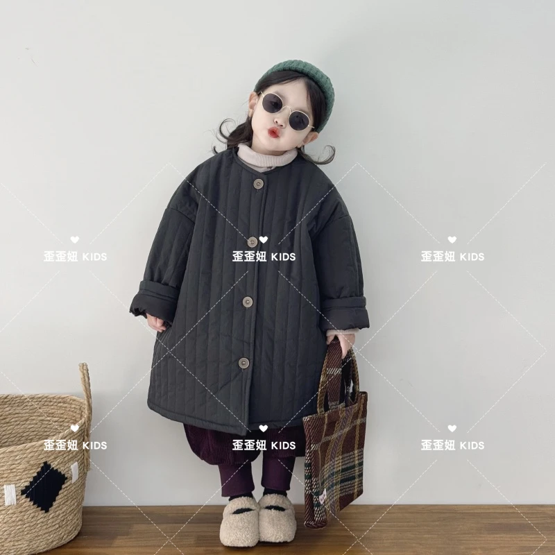 【歪歪妞童装】241834儿童复古森系加厚保暖蚕丝棉棉服中小童棉衣