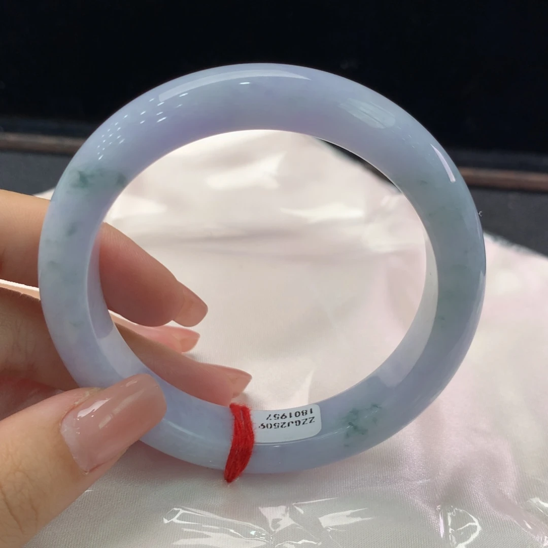 翡翠未镶嵌手镯缅甸A货翡翠 紫罗兰飘花58 59