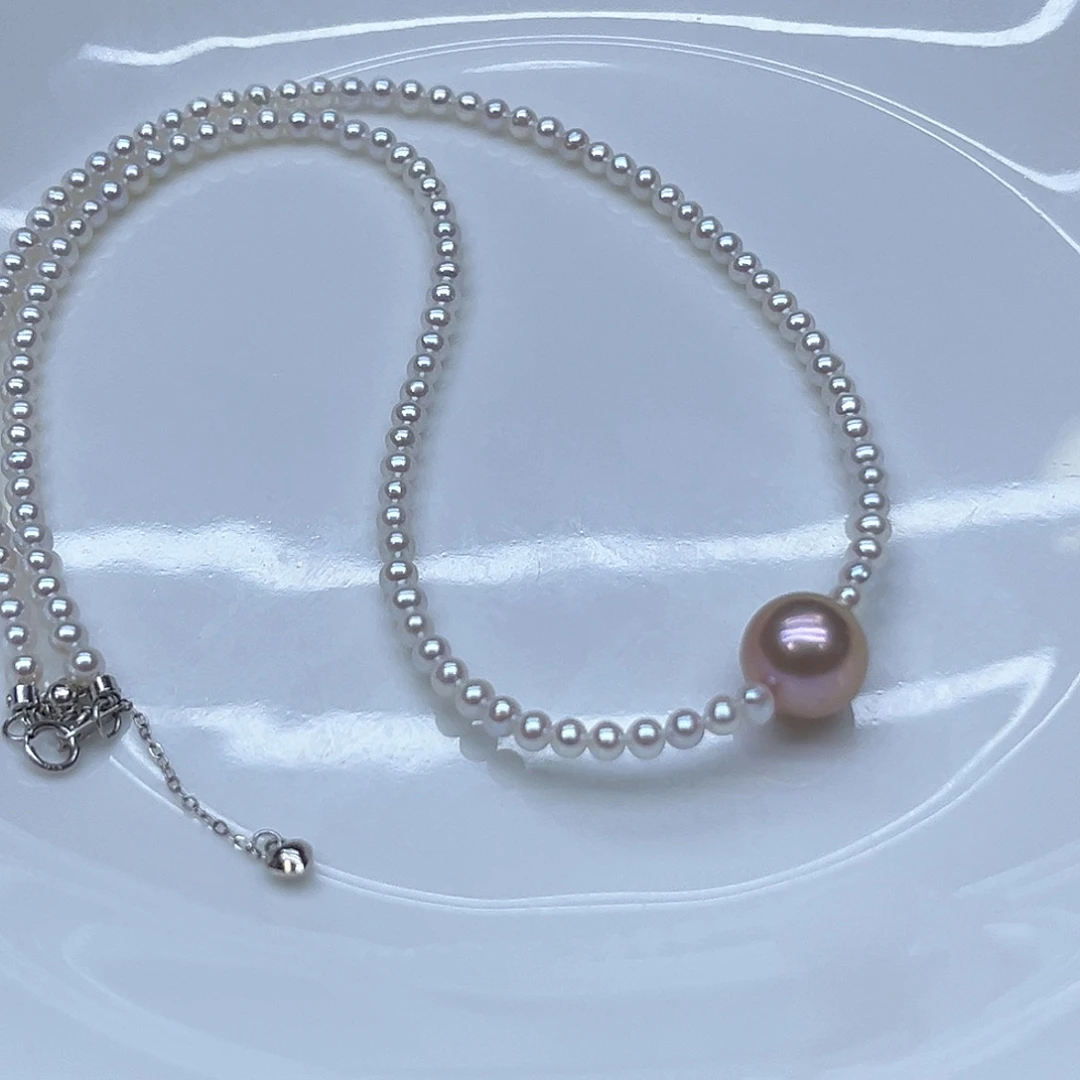 银S925镶嵌淡水珍珠颈饰