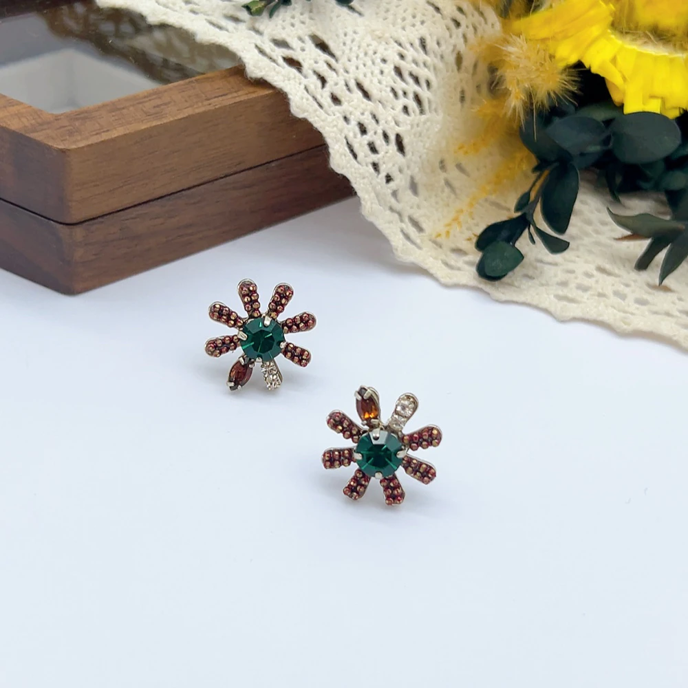 铜合金仿珍珠耳饰 银针 03207 好啊商店 复古花朵耳钉