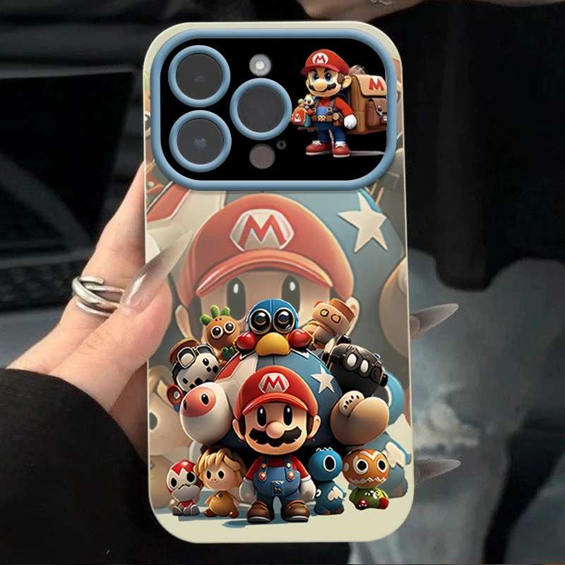 卡通趣味马里奥苹果14promax镜头框手机壳iphone13/12/11全包xr套