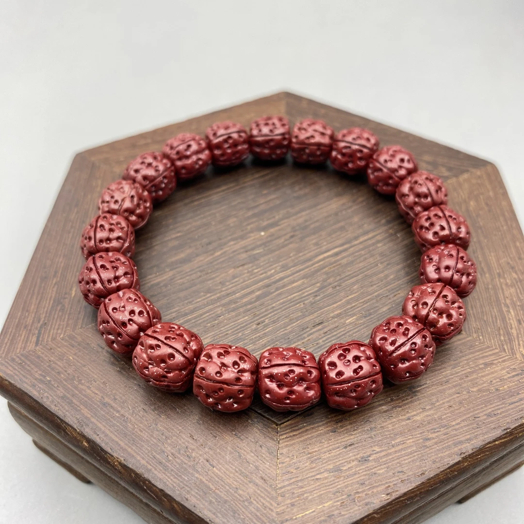 含辰砂工艺品ZA971-紫色桃核手串