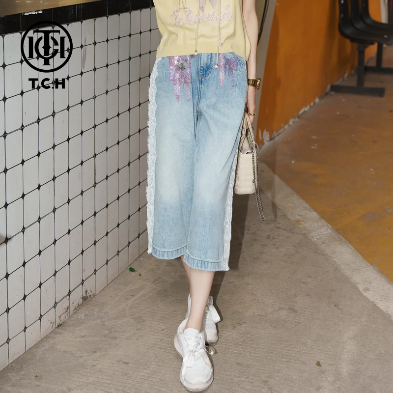 TCH私服烫钻工艺新款时尚休闲百搭牛仔裤女T75A20E5171轻奢tch