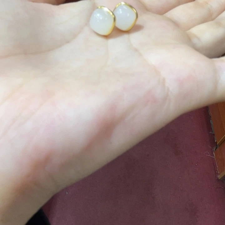 和田玉银S925镶嵌耳饰l***a