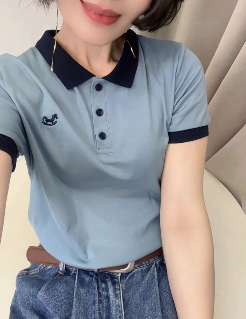 （小纪服饰专属）韩版夏季新款休闲百搭T恤翻领polo衫