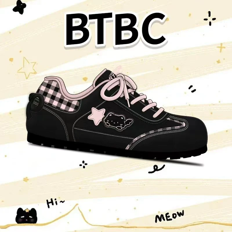 BTBC【个人品牌! 喵喵猫!】2025秋季百搭休闲小白鞋软底德训鞋ins风