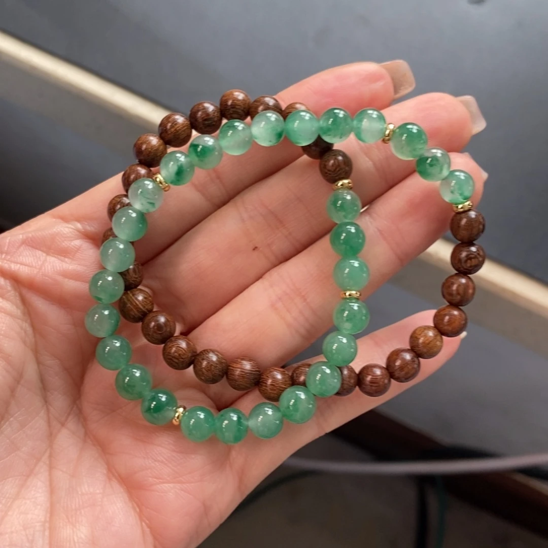 石英质玉（非洲翠）手链未镶嵌ღ***