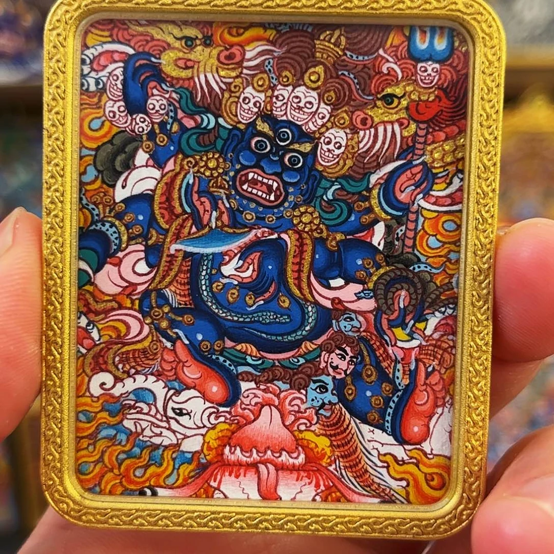 青海 热贡手工绘制大黑天