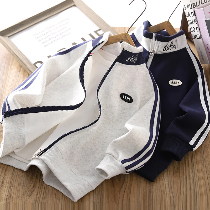 男童拉链衫外套春秋装2025新款儿童拉条帅气运动上衣春季潮酷衣服