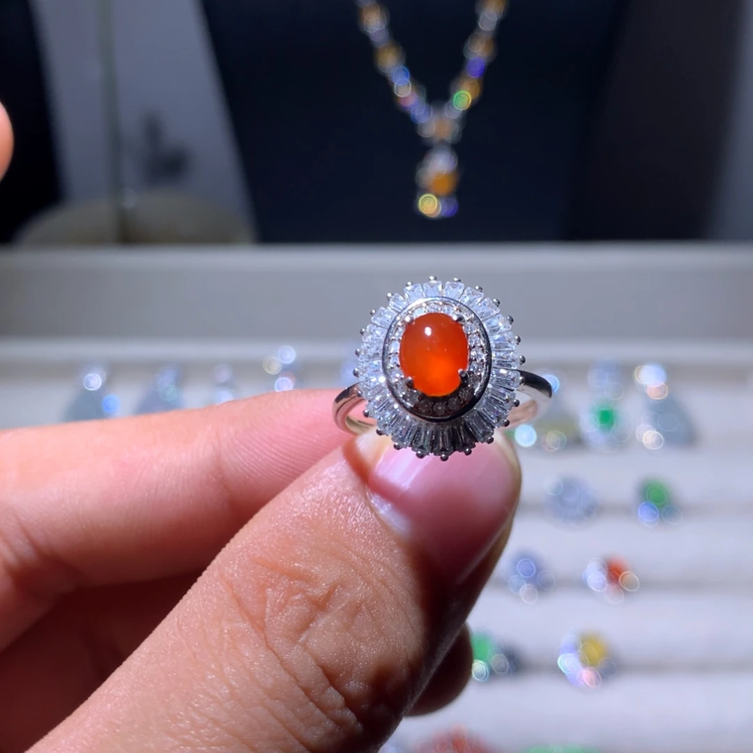 翡翠银S925镶嵌耳饰12