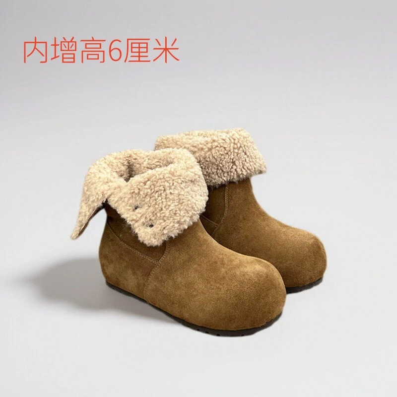 勃肯鞋女灰色秋冬加绒棉靴厚底百搭两穿毛毛鞋加绒保暖穆勒鞋棉鞋