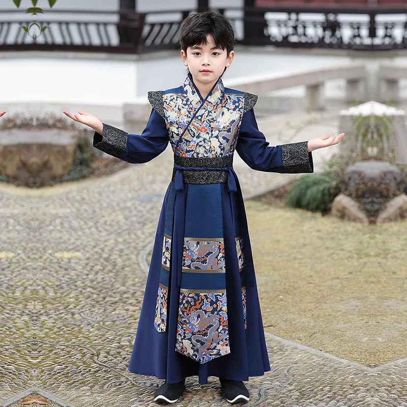 新款男童汉服潮款帅气男孩古装儿童唐装古风春夏幼儿园中秋演出服