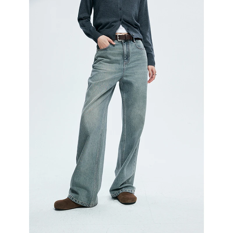 【初棉】DRDB 理想复古水洗空气感牛仔裤全棉高腰直筒362619005