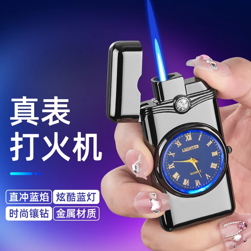 网红新款手表充气打火机直冲蓝焰多功能个性创意男士高档打火机